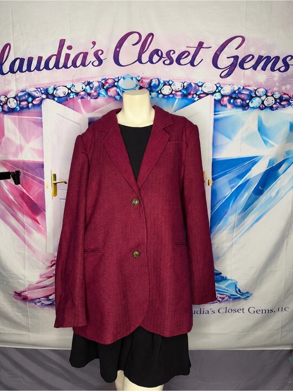 Sundance Women's Burgundy Two-Button Blazer